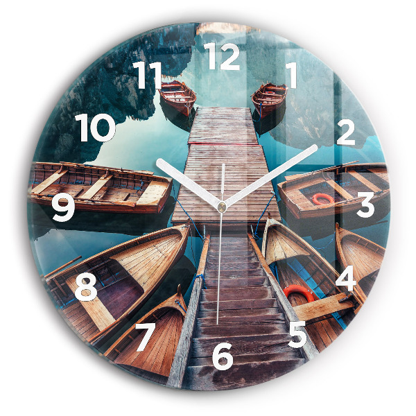 Zegar ścienny okrągły Pomost i Jezioro