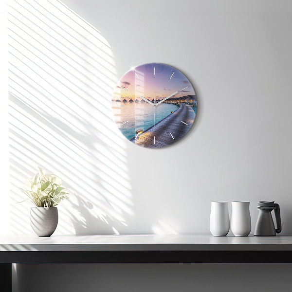 Zegar okrągły Zachód słońca Malediwy