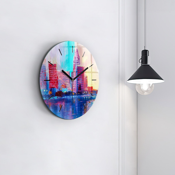 Zegar okrągły Abstrakcja drapaczy chmur