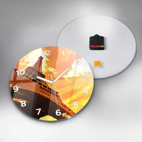 Zegar ścienny okrągły Wieża Eiffla w Paryżu
