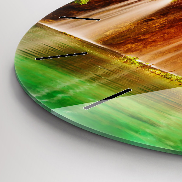 Zegar szklany okrągły Widok na wodospad