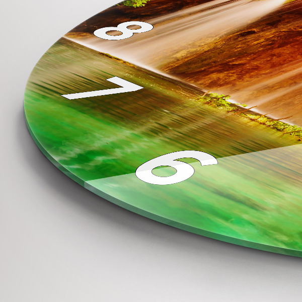 Zegar szklany okrągły Widok na wodospad