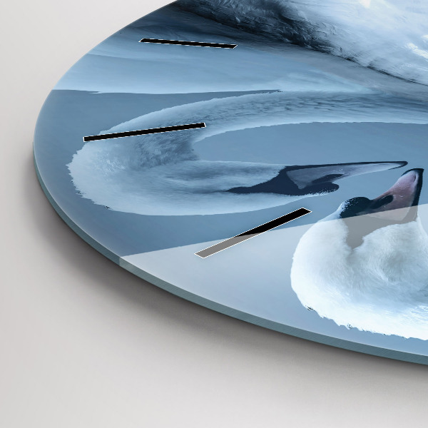 Zegar ścienny okrągły Łabędzie w serce