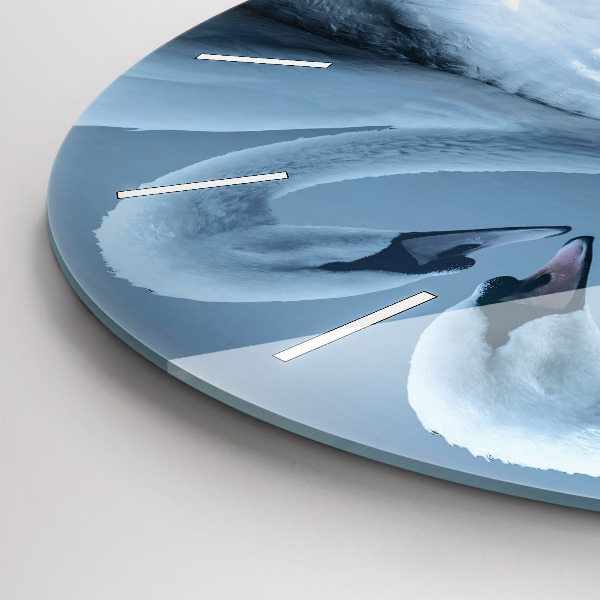 Zegar ścienny okrągły Łabędzie w serce