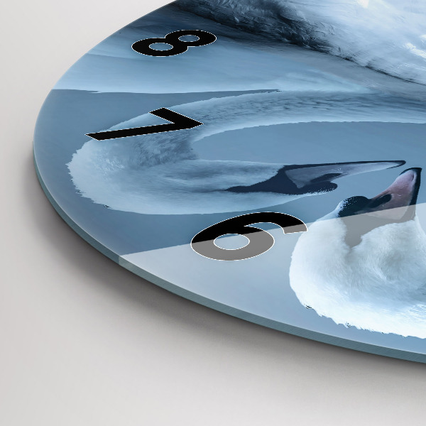 Zegar ścienny okrągły Łabędzie w serce