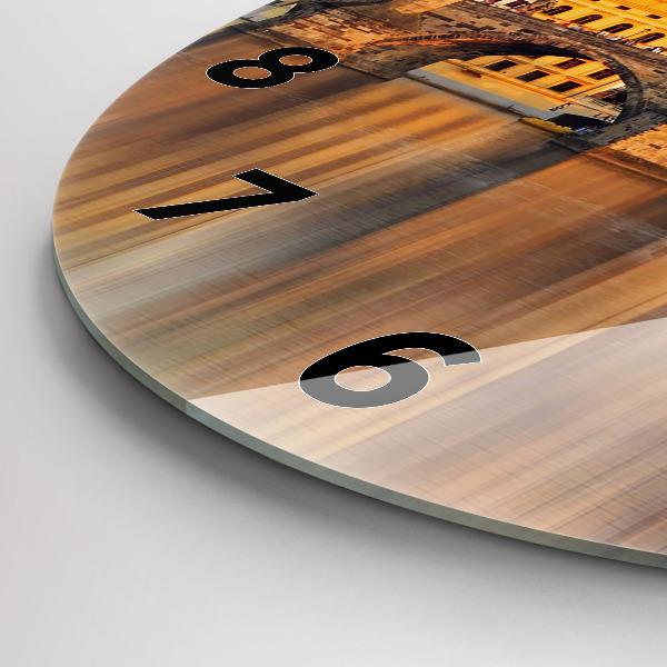 Zegar szklany okrągły Panorama nad rzeką