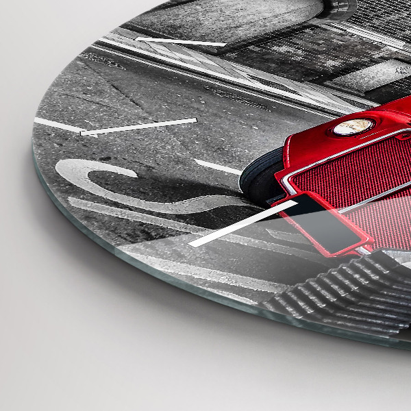 Zegar ścienny okrągły Czerwony piętrowy autobus