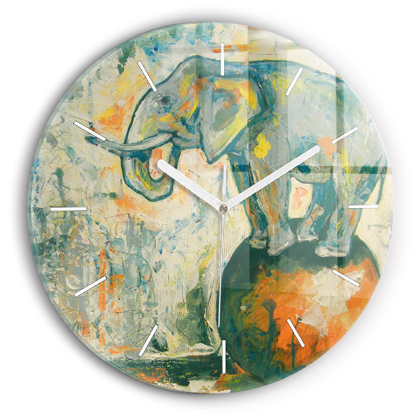 Zegar ścienny okrągły Malowana postura słonia