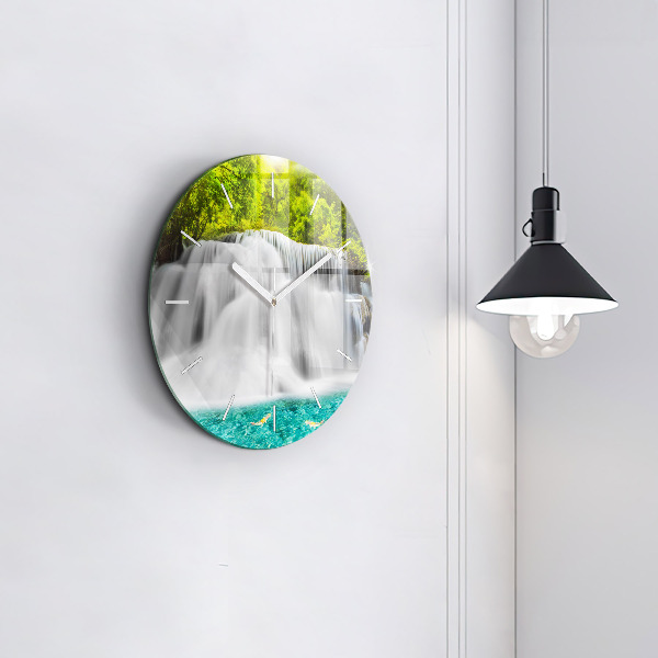 Zegar ścienny okrągły Wodospad w Tajlandii