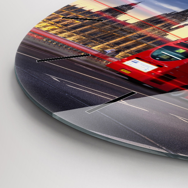 Zegar ścienny okrągły Czerwony londyński autobus