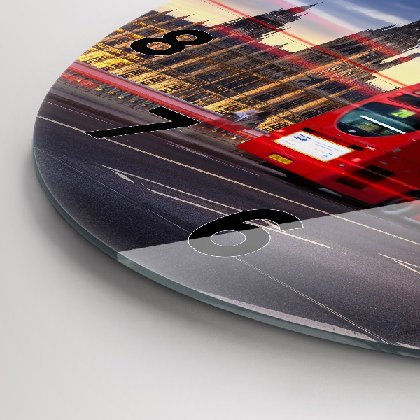 Zegar ścienny okrągły Czerwony londyński autobus