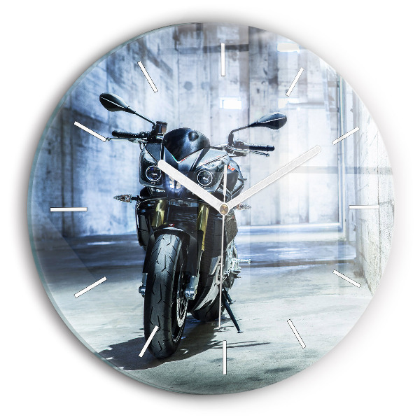 Zegar ścienny okrągły Motocykl w alejce