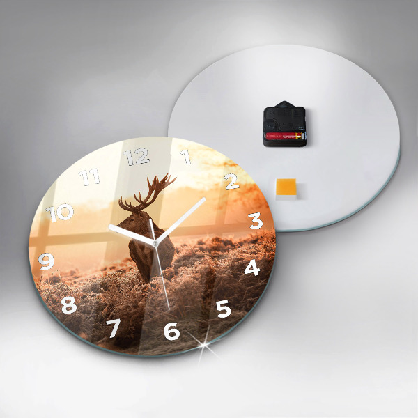 Zegar ścienny okrągły Jeleń o wschodzie słońca