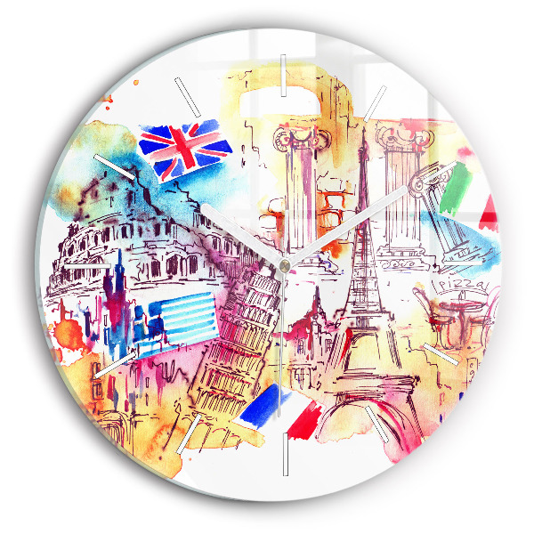 Zegar ścienny okrągły Atrakcyjne kraje świata