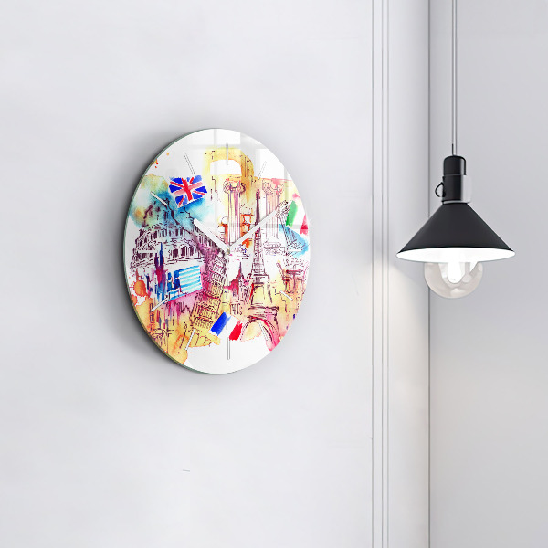 Zegar ścienny okrągły Atrakcyjne kraje świata