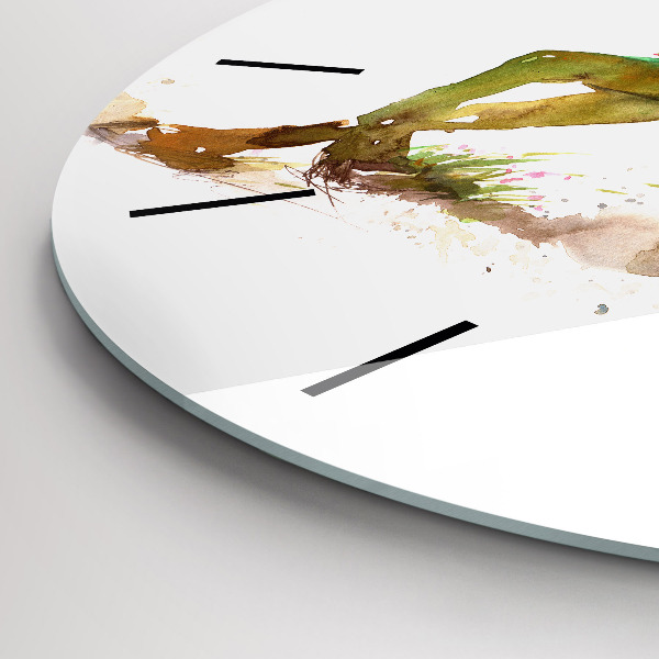 Zegar ścienny okrągły Malowane góry i koń