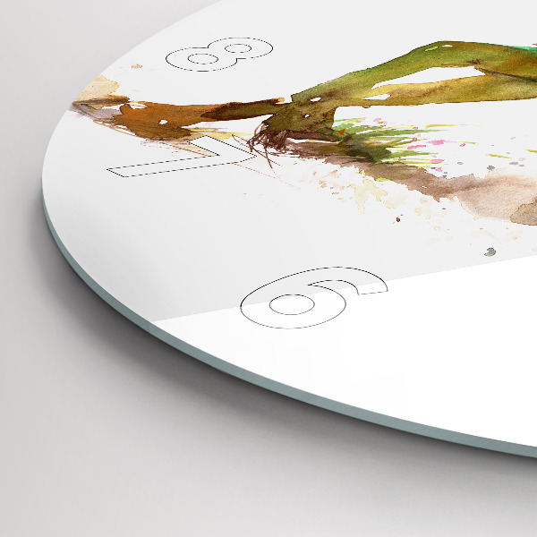 Zegar ścienny okrągły Malowane góry i koń