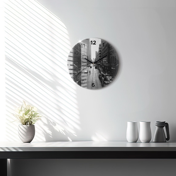 Zegar ścienny okrągły Ulice miasta Chicago