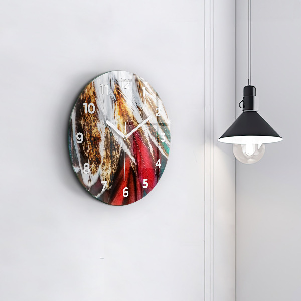 Zegar ścienny okrągły Jasnobrązowe pióra ptaka