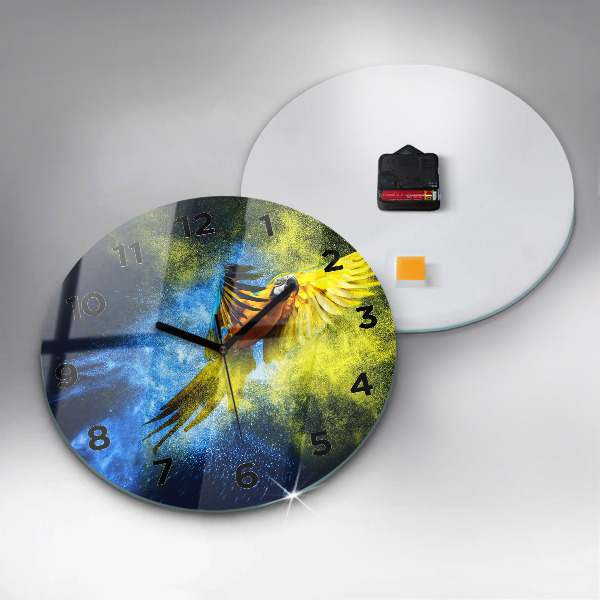 Zegar okrągły z nadrukiem Kolorowa papuga