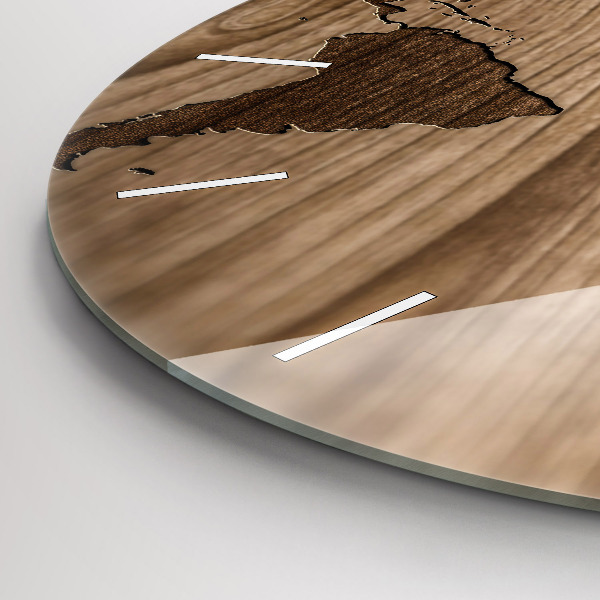 Zegar ścienny okrągły Mapa świata na drewnie