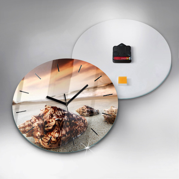 Zegar ścienny okrągły Muszla na plaży