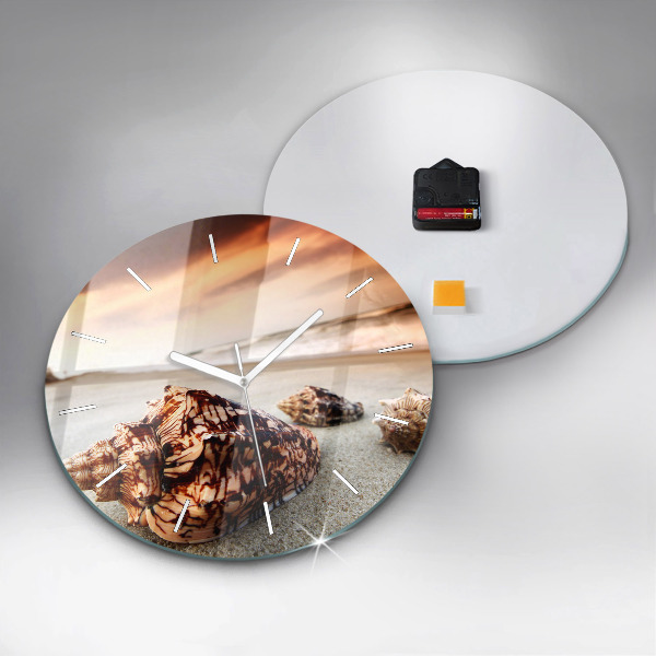 Zegar ścienny okrągły Muszla na plaży