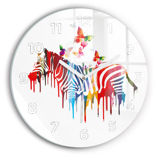 Zegar okrągły Kolorowa zebra
