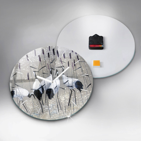 Zegar okrągły Żurawie w trzcinie