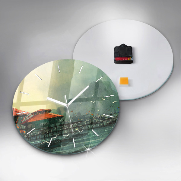 Zegar okrągły Wioska rybacka