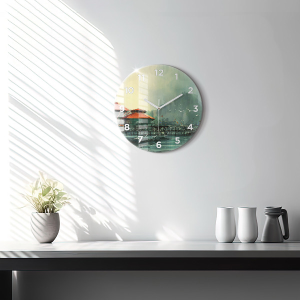 Zegar okrągły Wioska rybacka