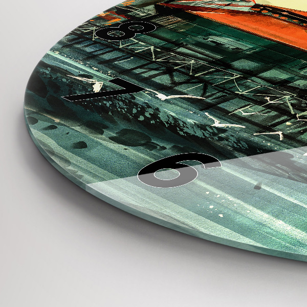 Zegar okrągły Wioska rybacka