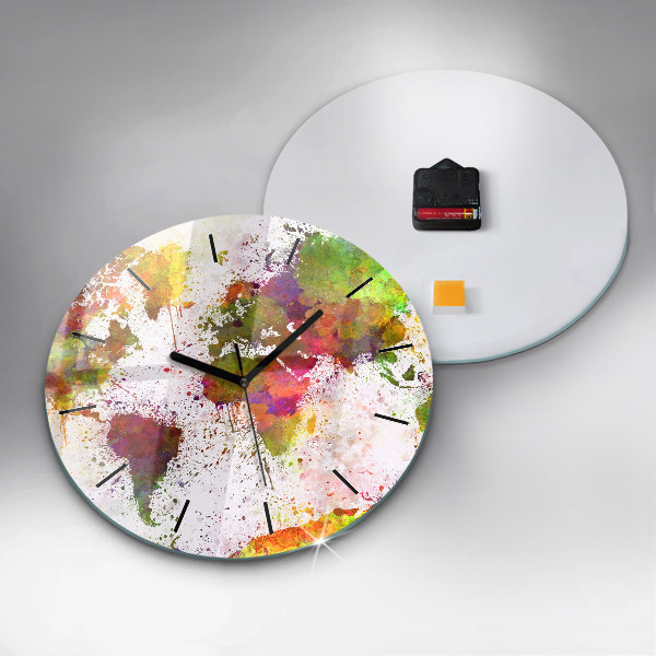 Zegar okrągły Akwarelowa mapa świata