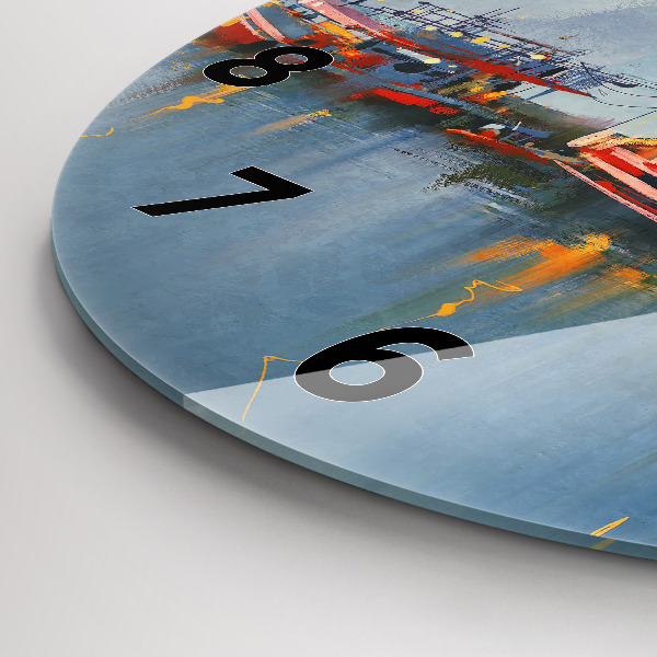 Zegar okrągły Łódź rybacka w porcie