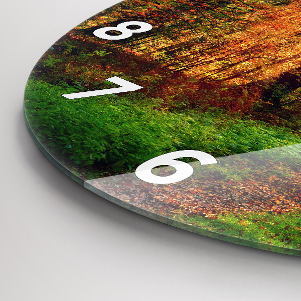 Zegar okrągły Jesienna sceneria leśna