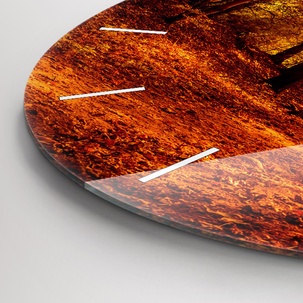 Zegar szklany okrągły Pejzaż lasu w słońcu