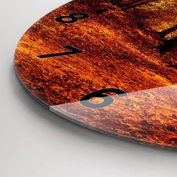 Zegar szklany okrągły Pejzaż lasu w słońcu