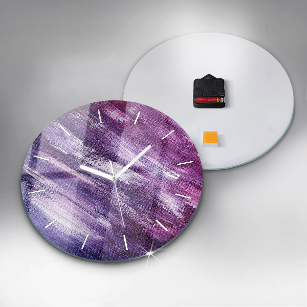 Zegar szklany okrągły Tekstura farbą akrylowa