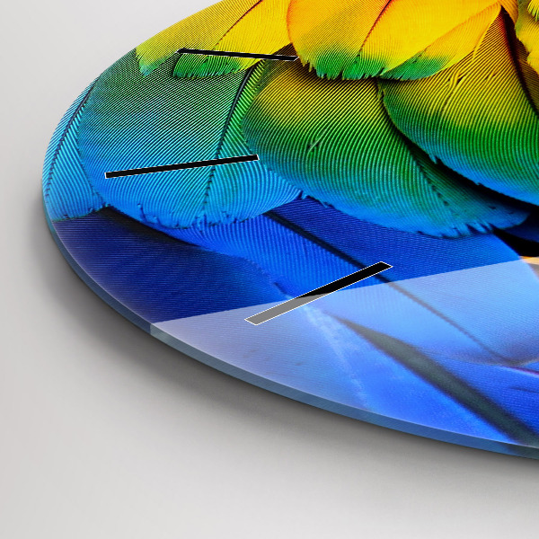 Zegar szklany okrągły Kolorowe skrzydła ptaka