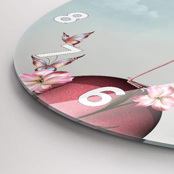 Zegar szklany okrągły Surrealistyczny flaming