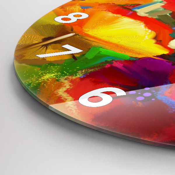 Zegar szklany okrągły Kolorowe maki