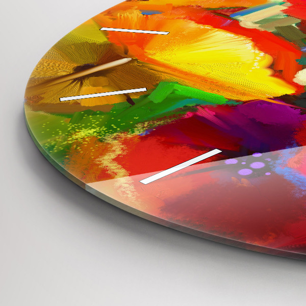 Zegar szklany okrągły Kolorowe maki