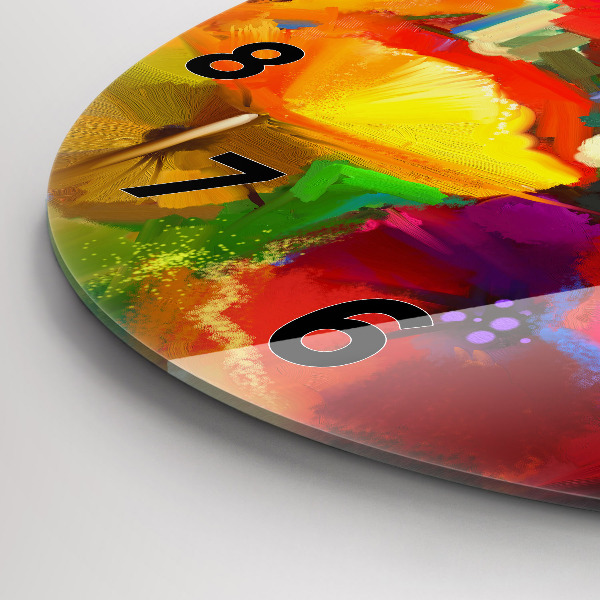 Zegar szklany okrągły Kolorowe maki