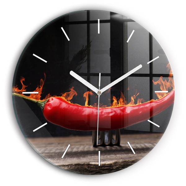 Zegar szklany okrągły Papryczka pepperoni