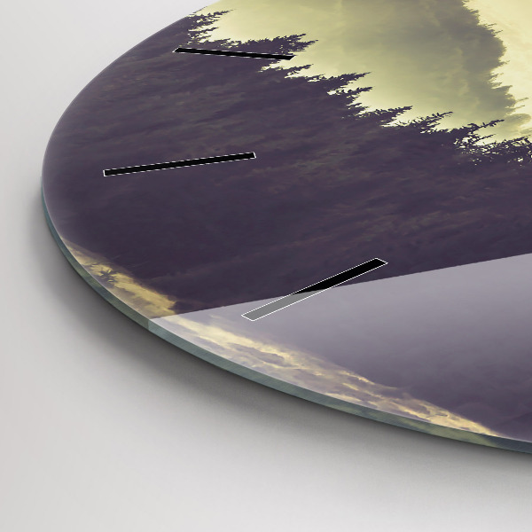 Zegar szklany okrągły Mgliste górskie zbocza