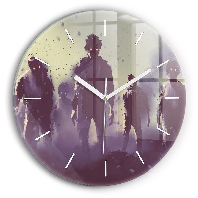 Zegar szklany okrągły Zombie w nocy – halloween