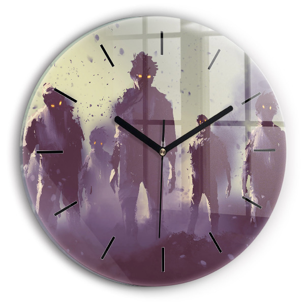 Zegar szklany okrągły Zombie w nocy – halloween