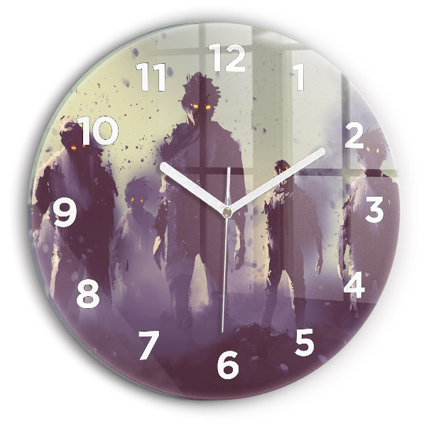 Zegar szklany okrągły Zombie w nocy – halloween