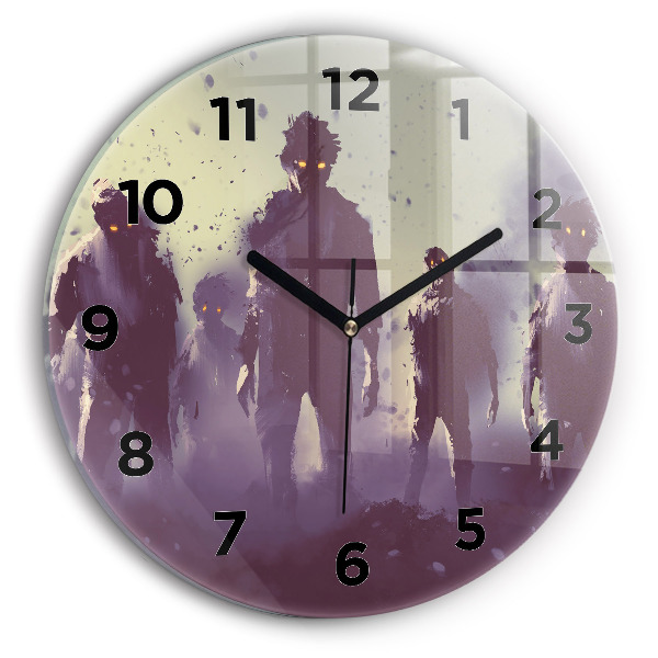 Zegar szklany okrągły Zombie w nocy – halloween