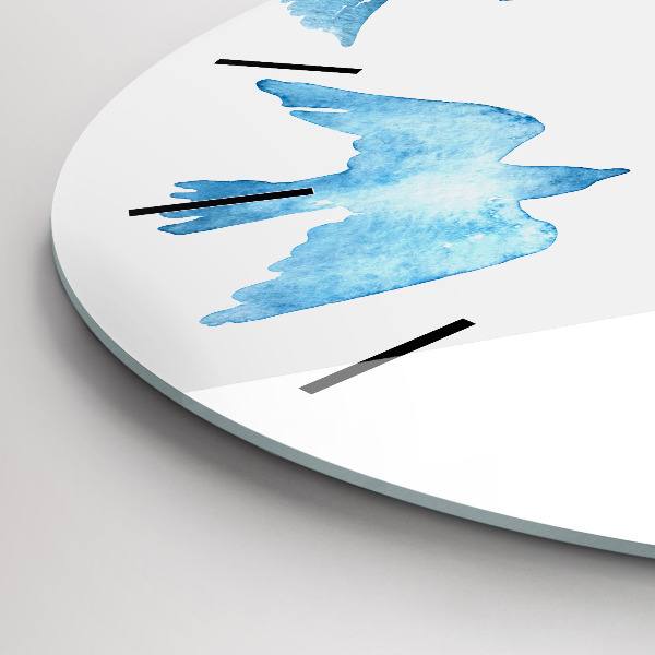 Zegar szklany okrągły Latające błękitne ptaki